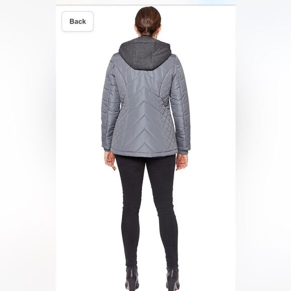 INTL d.e.t.a.i.l.s Women's Quilted Zip Front Coat Jacket with Hood Size XL - Picture 2 of 14